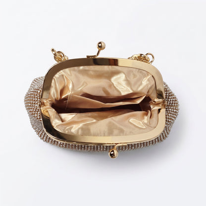 Borsa da Sera in Mesh di Strass Argento