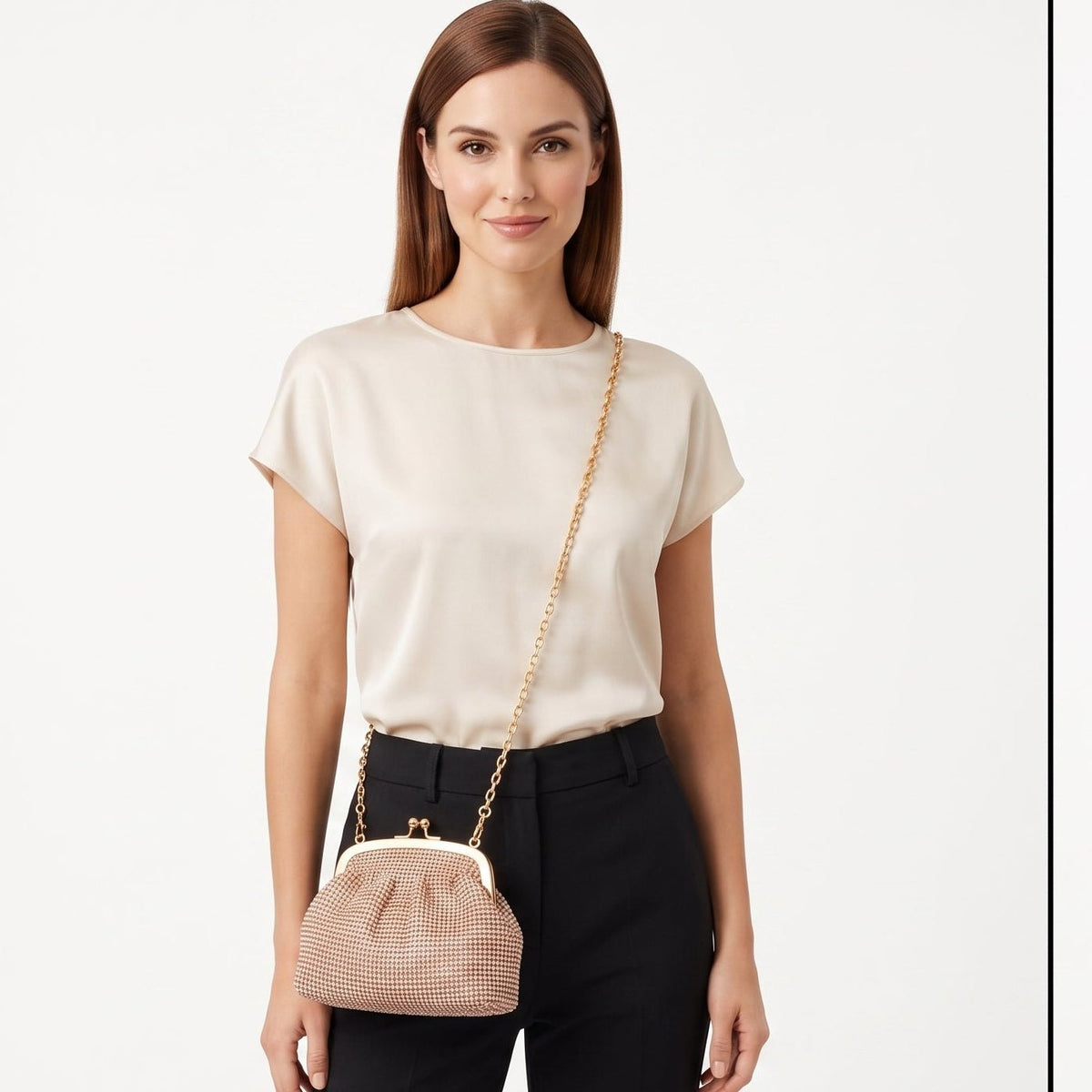 Borsa da Sera in Mesh di Strass Argento