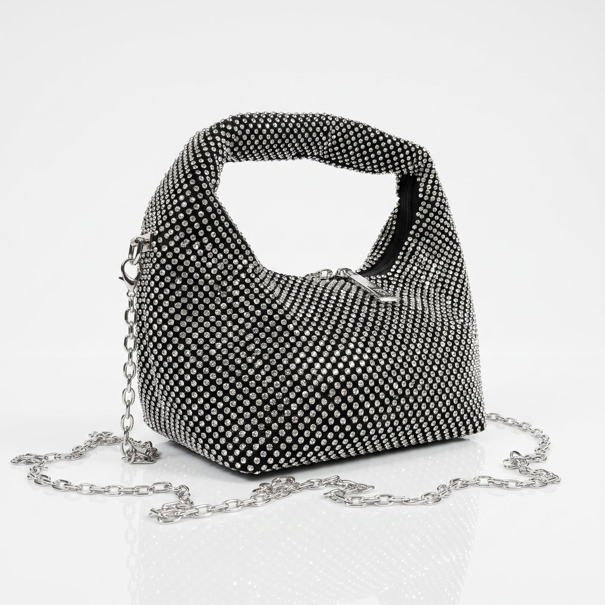 Abendtasche aus goldenem Strass-Mesh