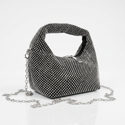 Abendtasche aus goldenem Strass-Mesh
