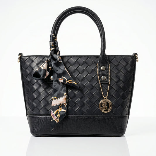 Woven Shopper Bag with Scarf