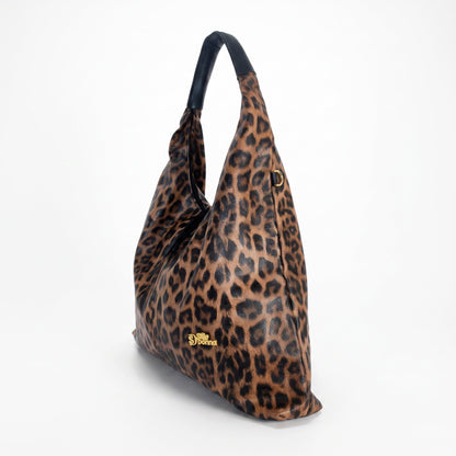 Borsa Hobo Leopardata in Ecopelle