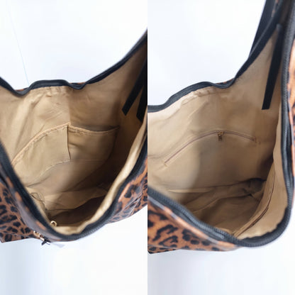 Borsa Hobo Leopardata in Ecopelle