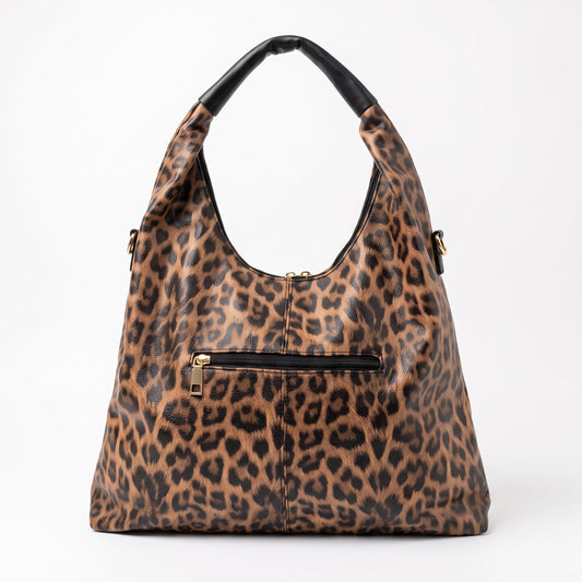 Leopard-Print Faux Leather Hobo Bag