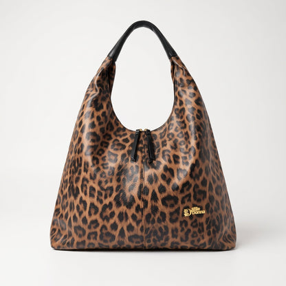 Borsa Hobo Leopardata in Ecopelle