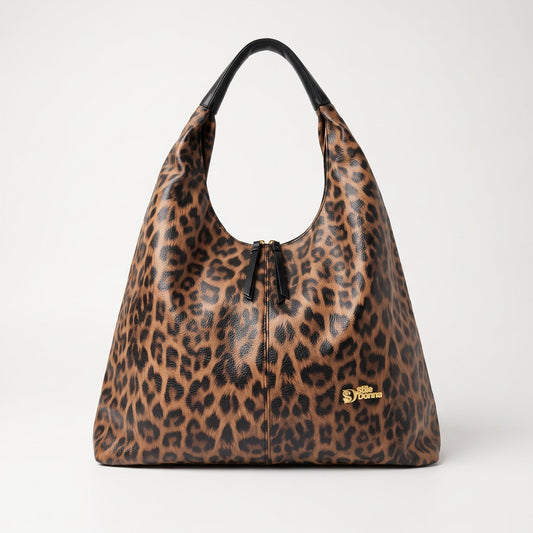 Leopard-Print Faux Leather Hobo Bag