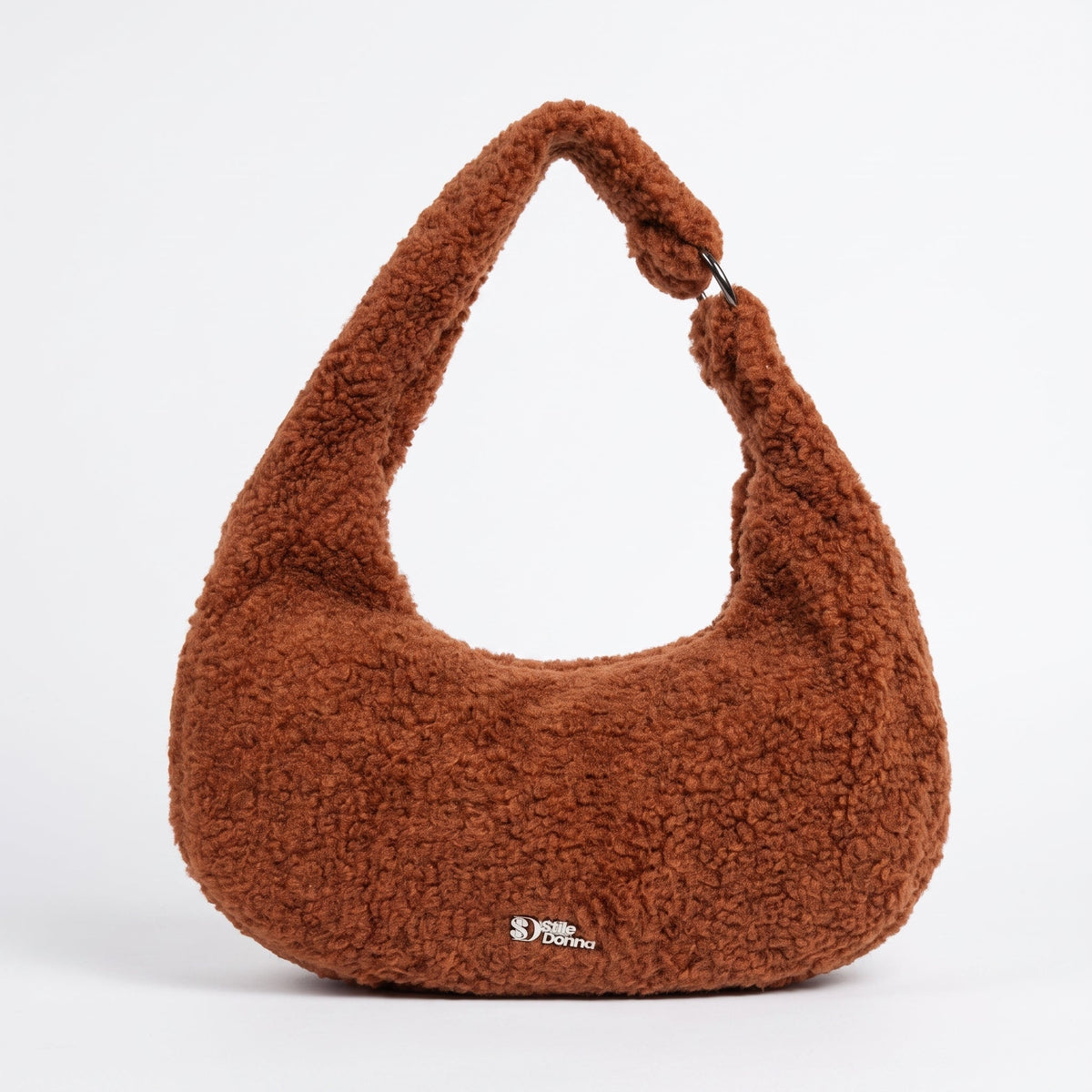 Braune Hobo-Tasche mit Teddybär-Struktur