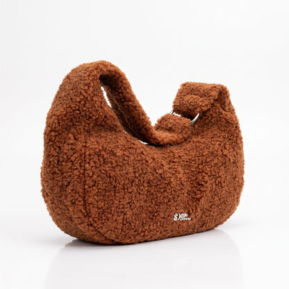 Braune Hobo-Tasche mit Teddybär-Struktur