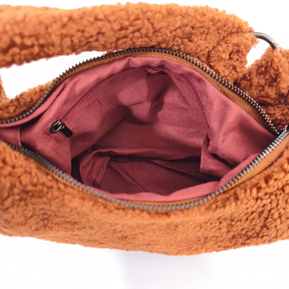 Braune Hobo-Tasche mit Teddybär-Struktur