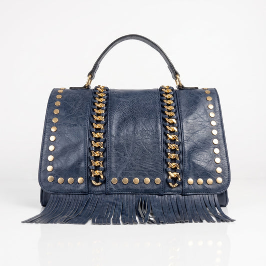 Faux Leather Bag with Gold Details