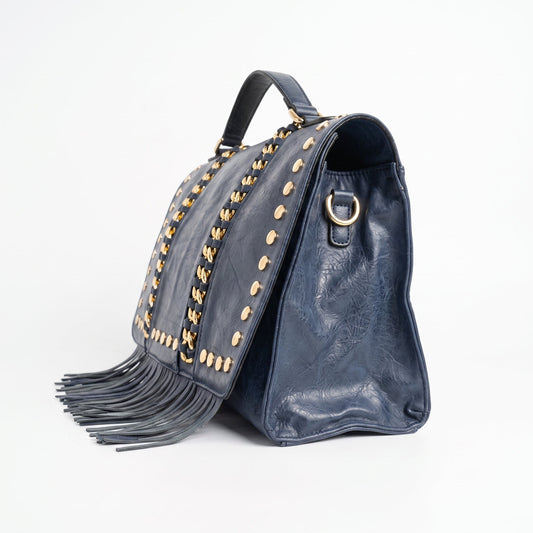 Faux Leather Bag with Gold Details