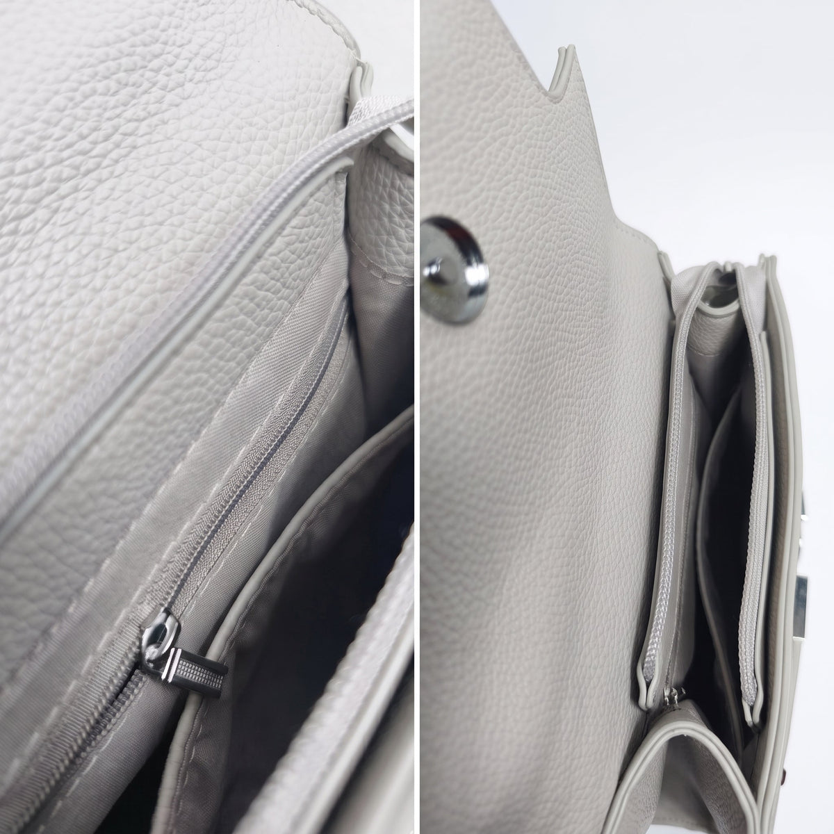 Tasche aus grauem Kunstleder