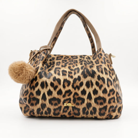 Tasche mit Leopardenmuster und goldfarbenen Details