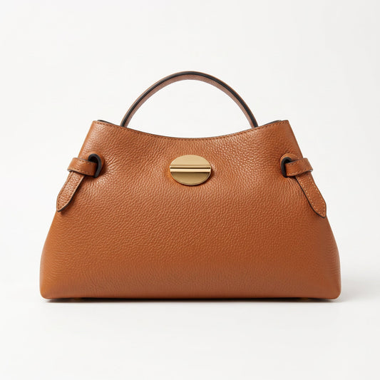 Livia Genuine Leather Bag with Gold Disc