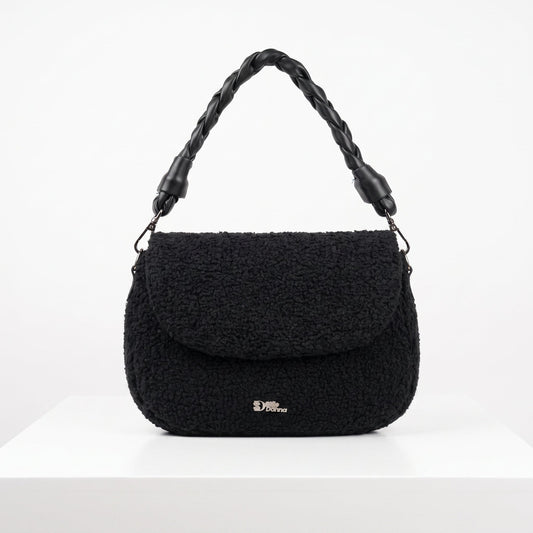 Black Bag with Woven Handle
