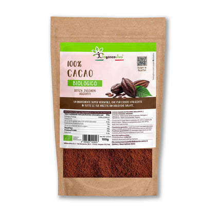 Cacao amargo en polvo 100% orgánico - 100 g. ¡Ideal para tus recetas dulces!