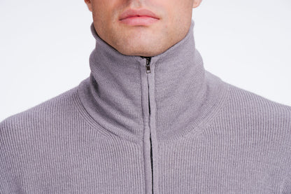 Alexander: cardigã masculino gola alta em lã merino