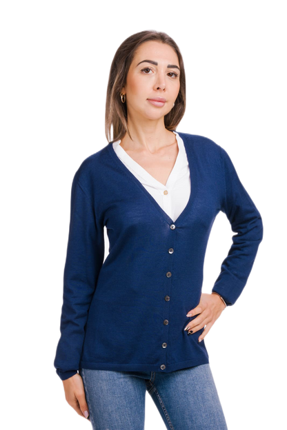 Papaia: cardigã feminino fino em lã e seda