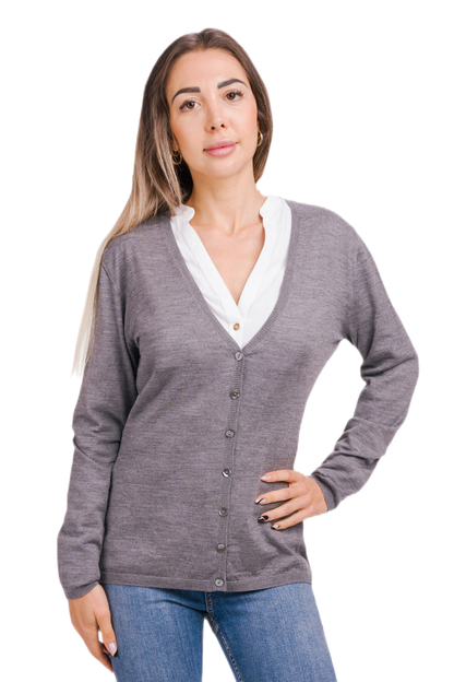 Papaia: cardigã feminino fino em lã e seda