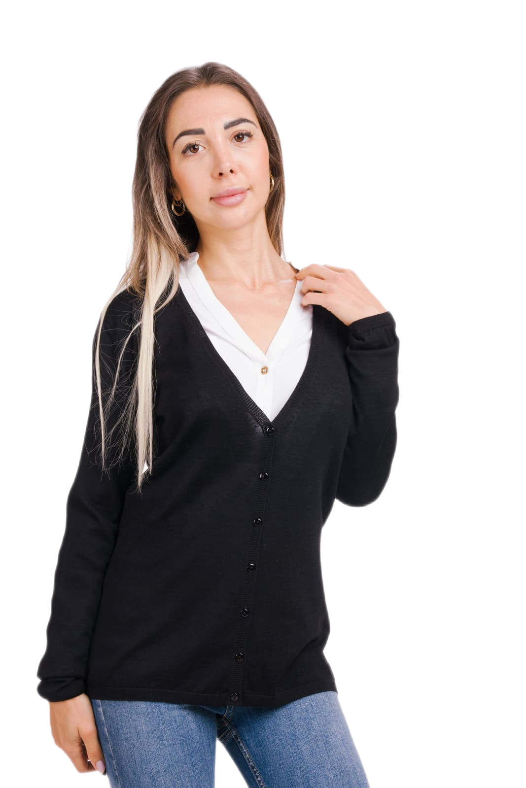 Papaia: cardigã feminino fino em lã e seda