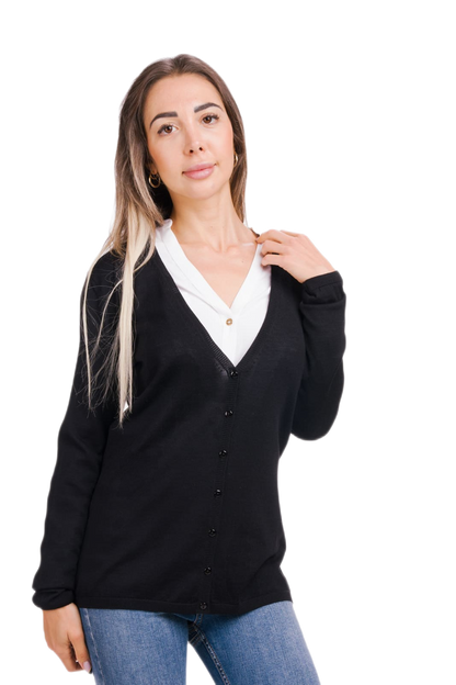 Papaia: cardigã feminino fino em lã e seda