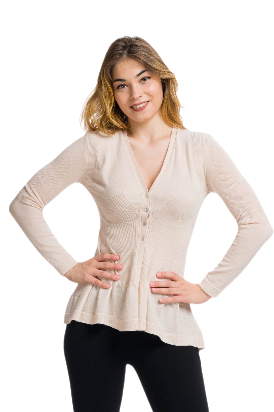 Pavone: cardigan donna in lana merinos a 4 bottoni caldo e leggero
