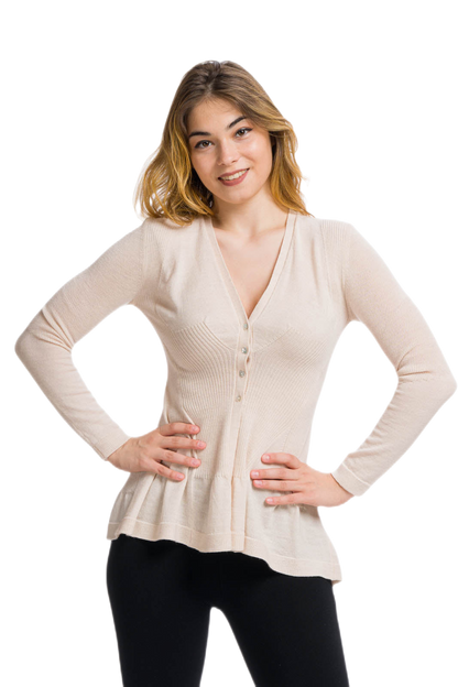 Pavone: cardigan donna in lana merinos a 4 bottoni caldo e leggero