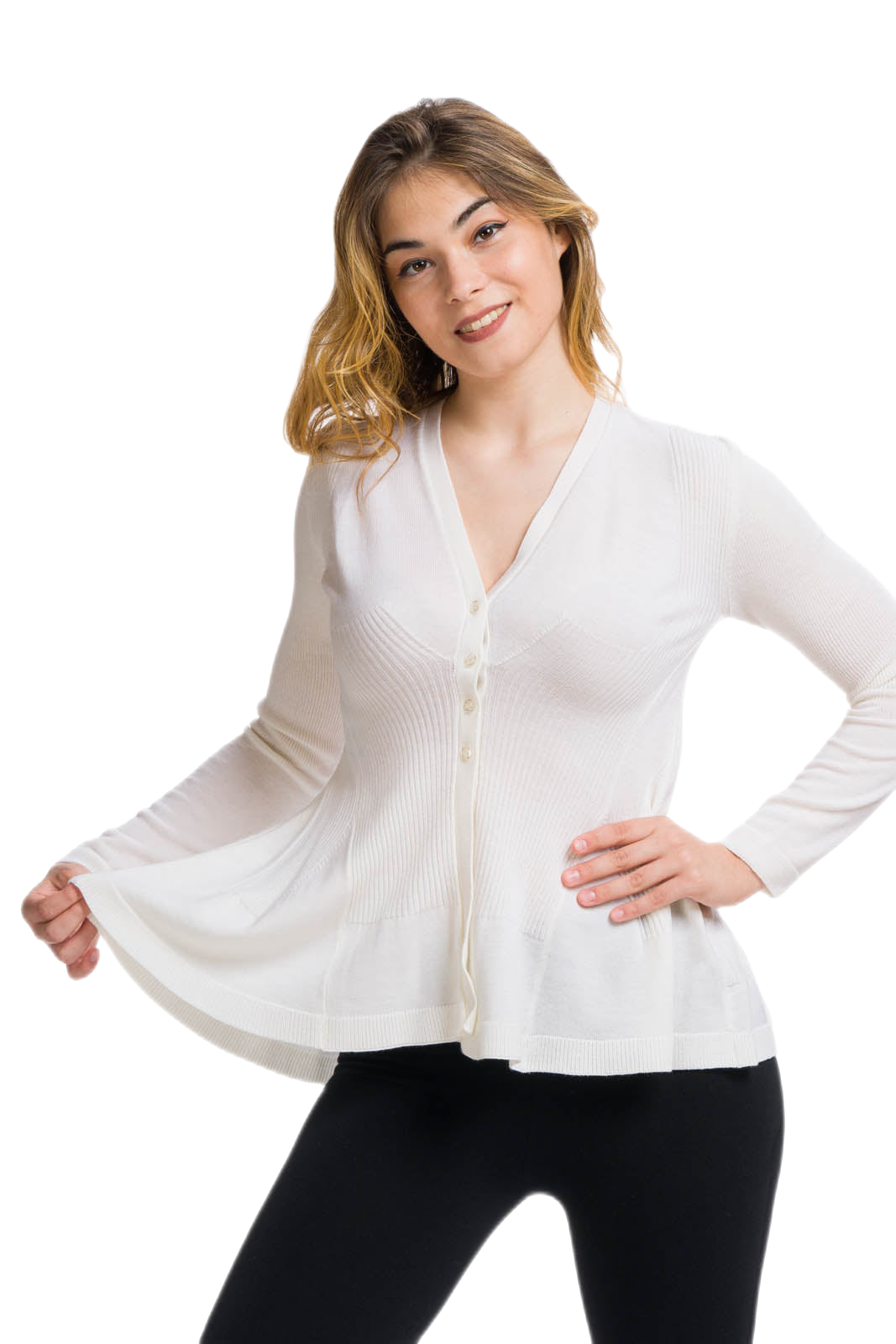 Pavone: cardigan donna in lana merinos a 4 bottoni caldo e leggero