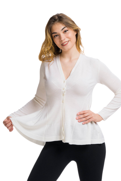 Pavone: cardigan donna in lana merinos a 4 bottoni caldo e leggero