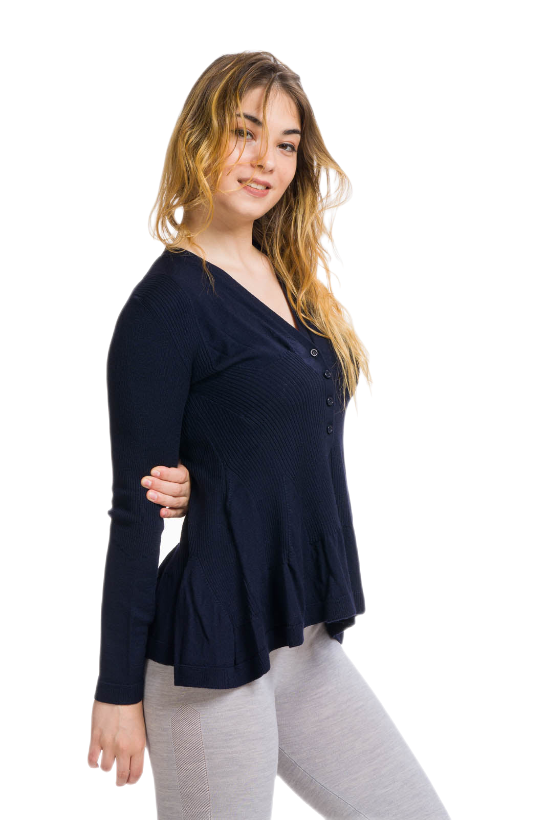 Pavone: cardigan donna in lana merinos a 4 bottoni caldo e leggero