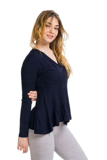 Pavone: cardigan donna in lana merinos a 4 bottoni caldo e leggero