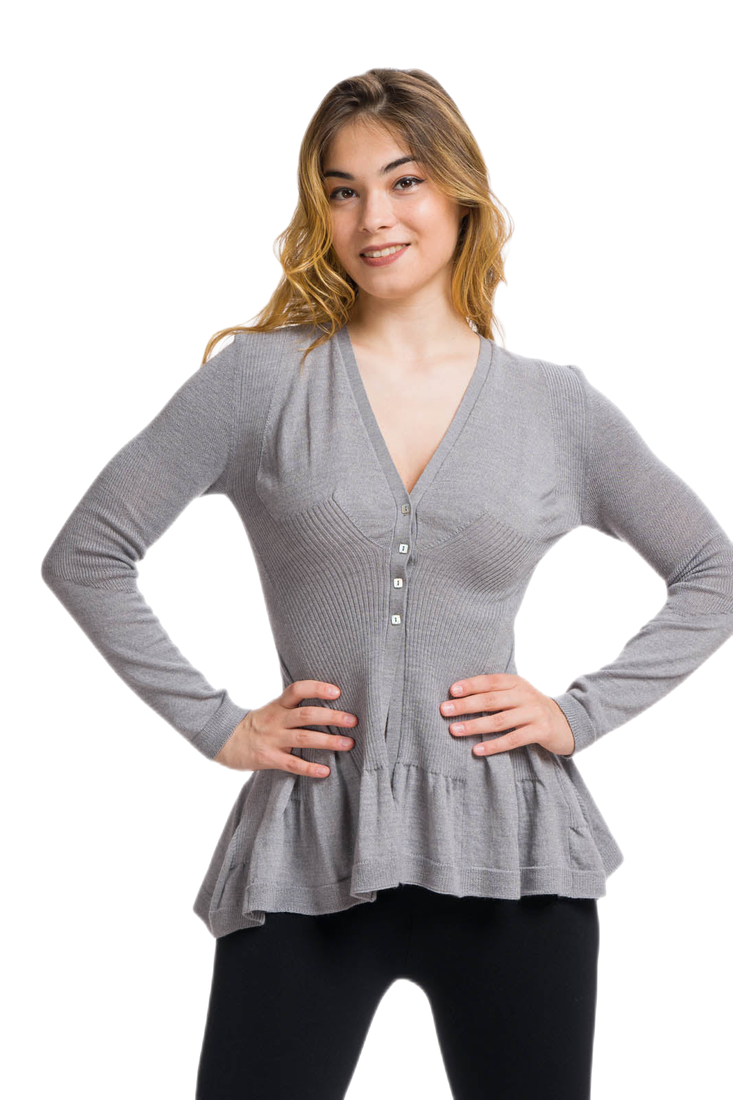 Pavone: cardigan donna in lana merinos a 4 bottoni caldo e leggero