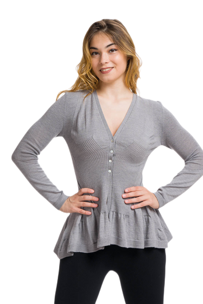 Pavone: cardigan donna in lana merinos a 4 bottoni caldo e leggero