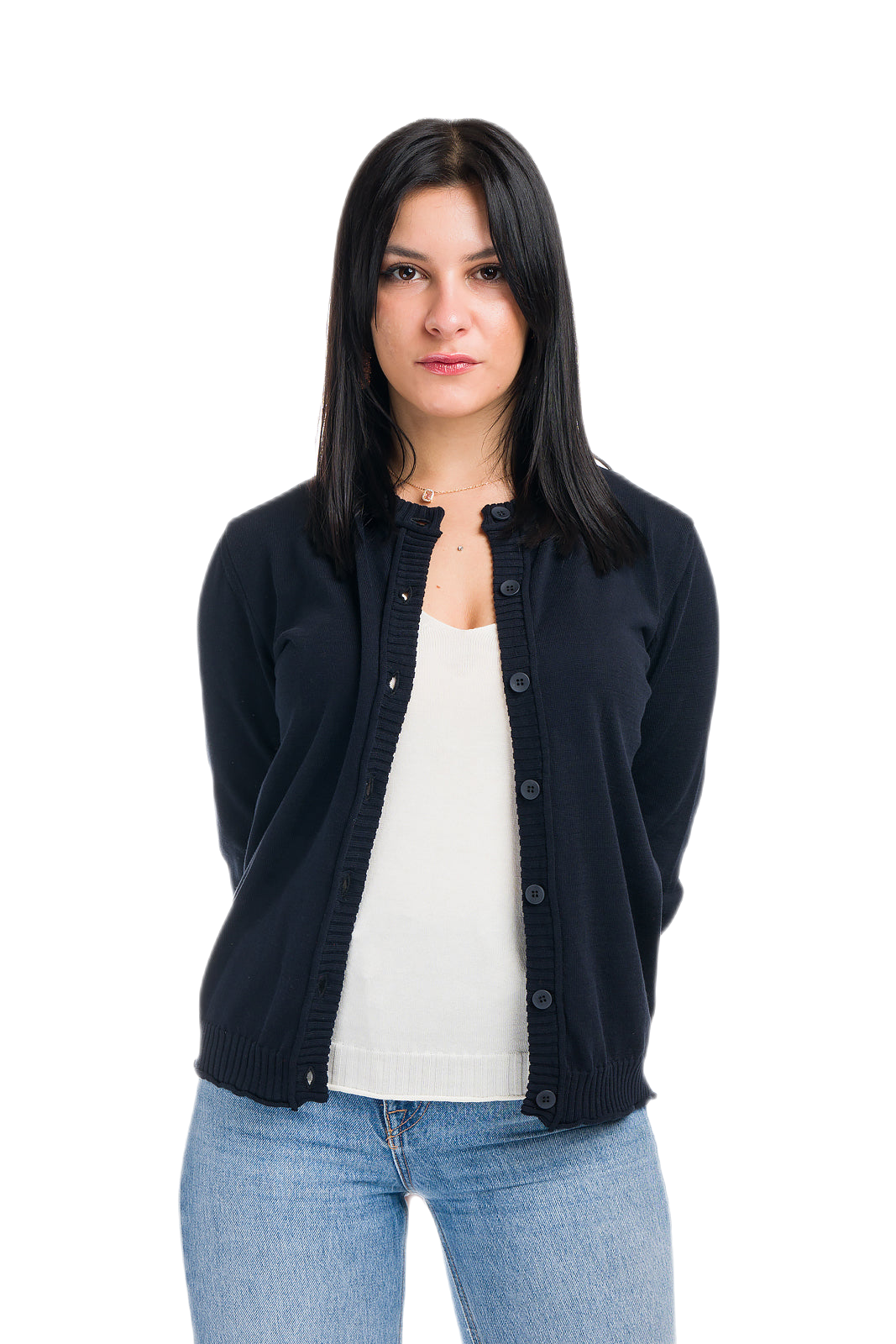 Kristel: cárdigan ligero de mujer en algodón gasificado con motivos geométricos
