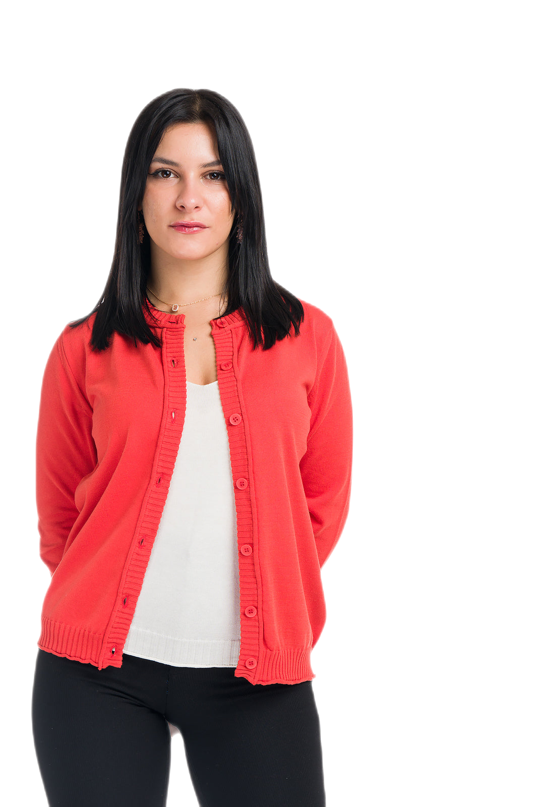 Kristel: cárdigan ligero de mujer en algodón gasificado con motivos geométricos
