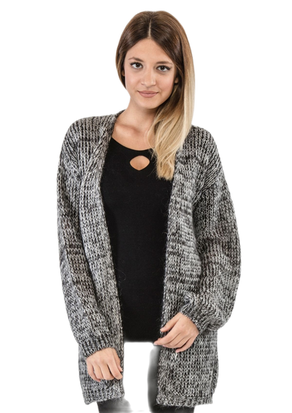 Marie Lou: cárdigan de mujer en mohair con hilos de lúrex plateado