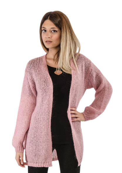 Marie Lou: cárdigan de mujer en mohair con hilos de lúrex plateado