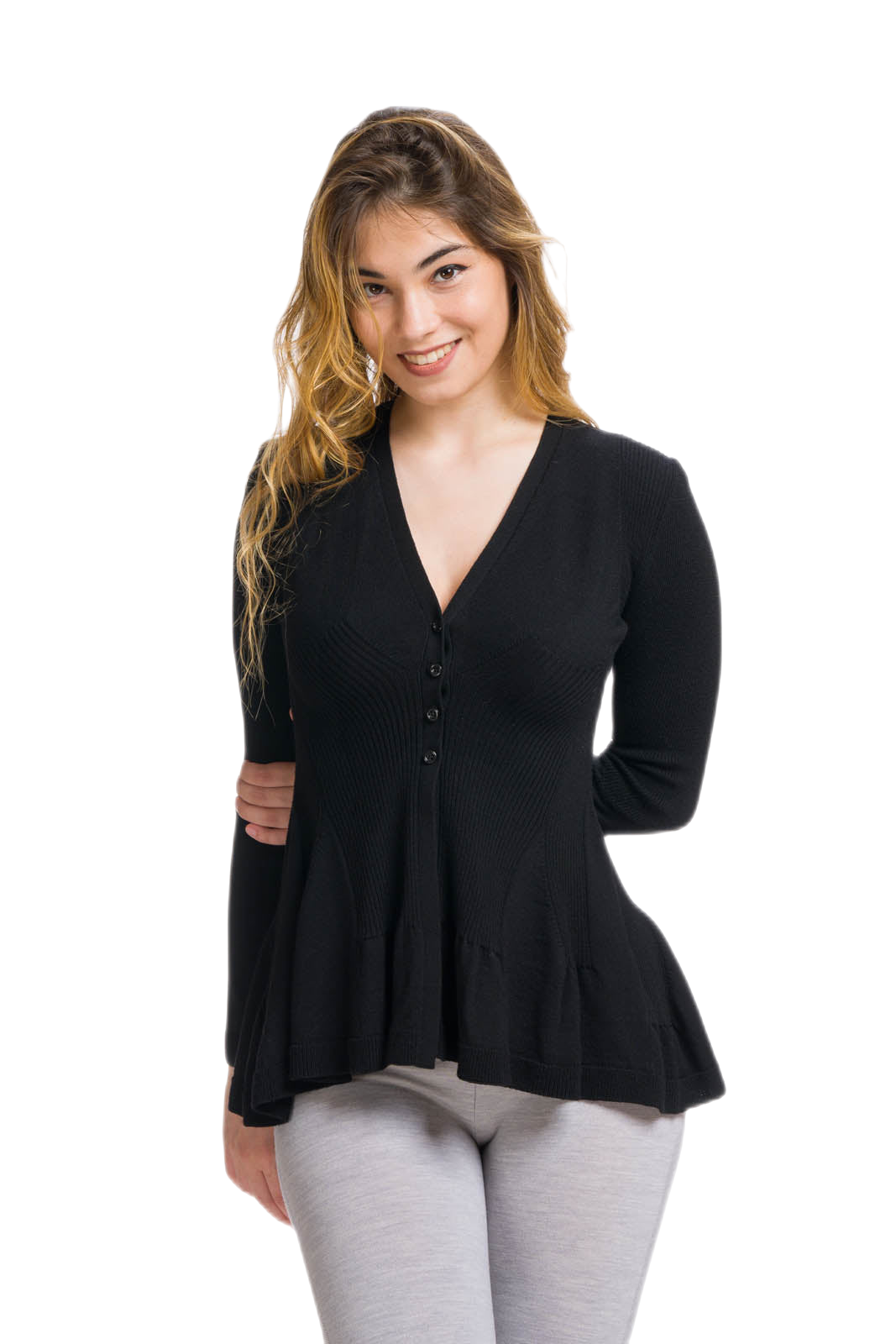 Pavone: cardigan donna in lana merinos a 4 bottoni caldo e leggero