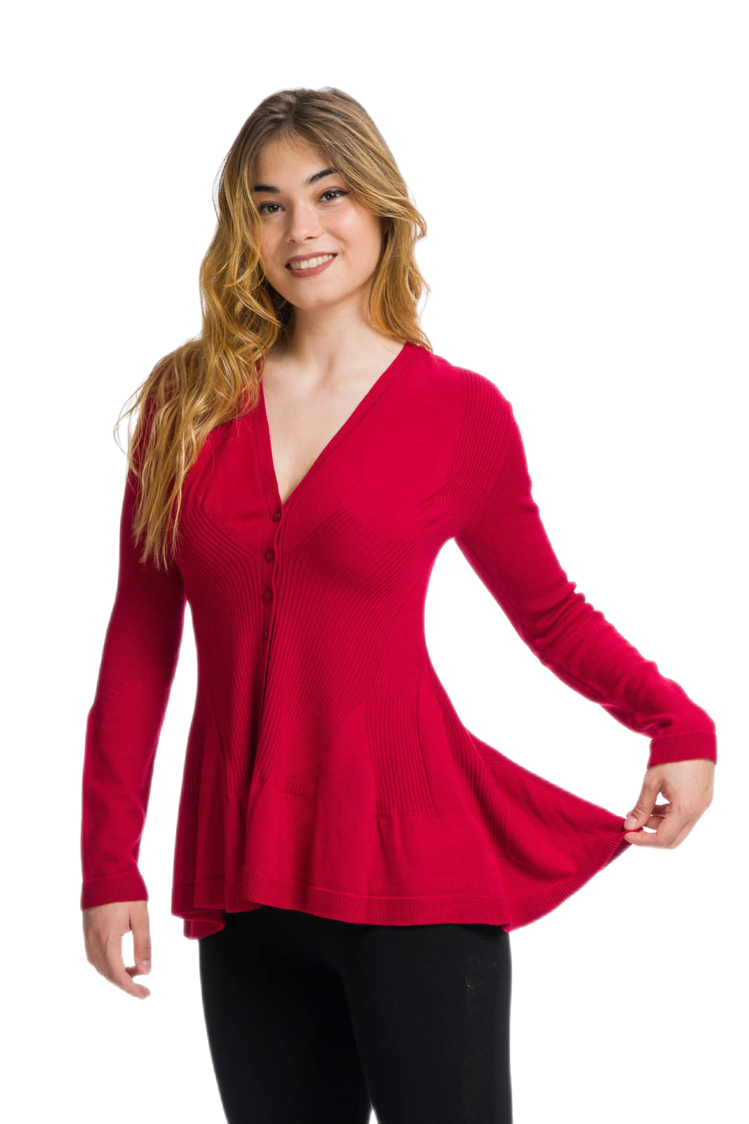 Pavone: cardigan donna in lana merinos a 4 bottoni caldo e leggero