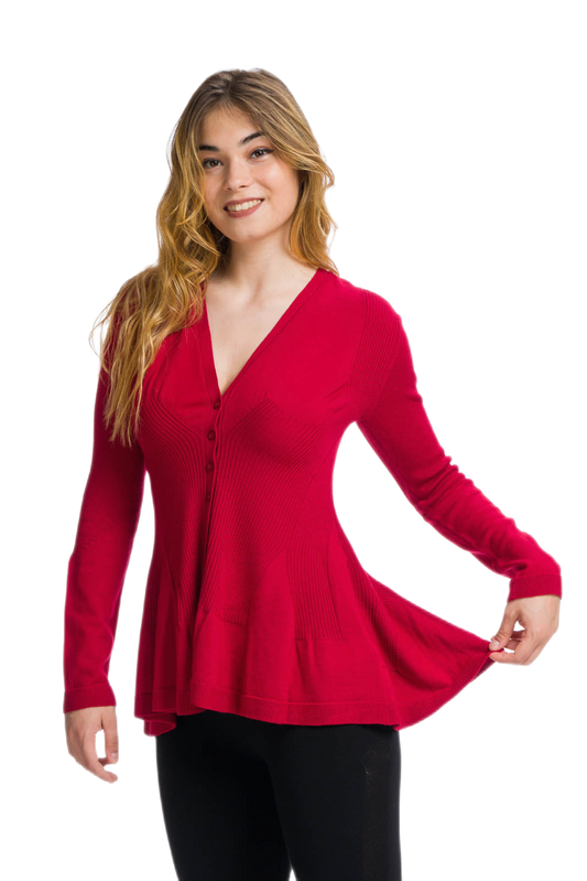 Pavone: cardigan donna in lana merinos a 4 bottoni caldo e leggero