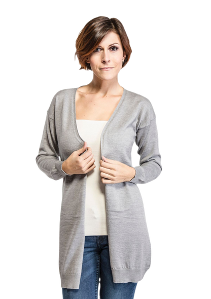 Vale: cardigã longo feminino em lã merino