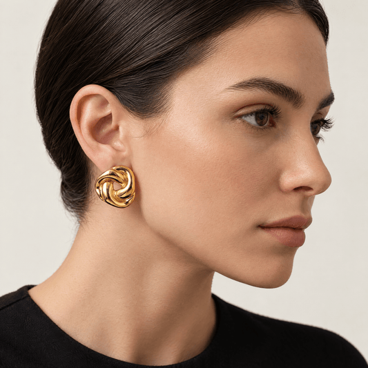 Chunky Knot Gold-Tone Steel Earrings