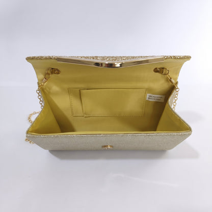 Clutch Busta con Patta Glitter Oro