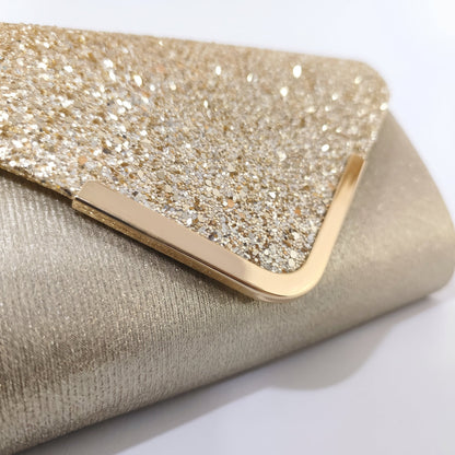 Clutch Busta con Patta Glitter Oro