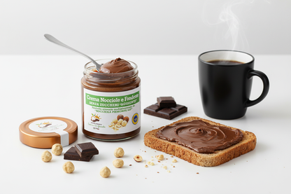 Creme de avelãs e chocolate amargo sem açúcares adicionados