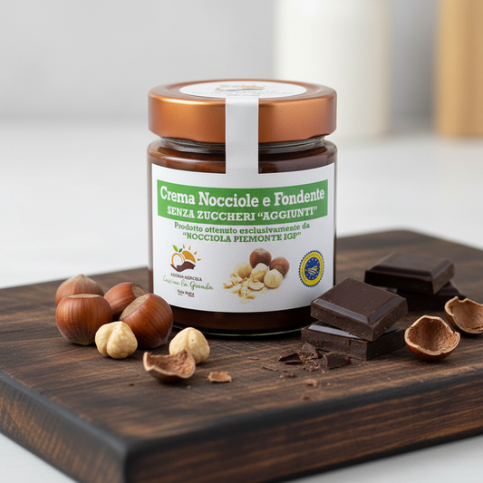 Creme de avelãs e chocolate amargo sem açúcares adicionados