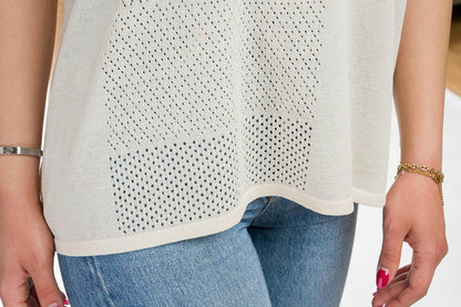Mafalda: maxi camiseta de mujer de cuello redondo en viscosa con motivo punzonado