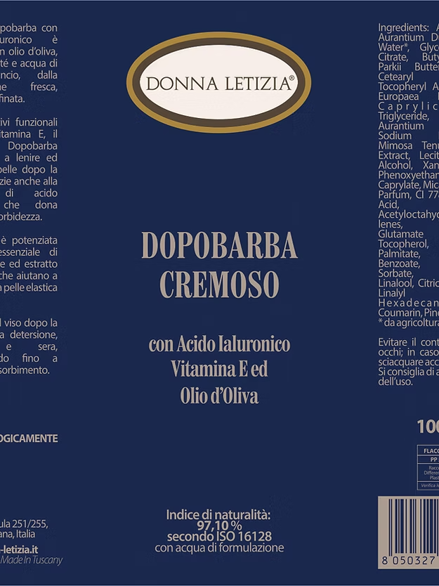 Loción cremosa para después del afeitado con ácido hialurónico y vitamina E