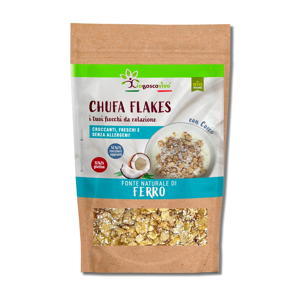 Copos de coco orgánico Chufa | Copos para el desayuno 180 g