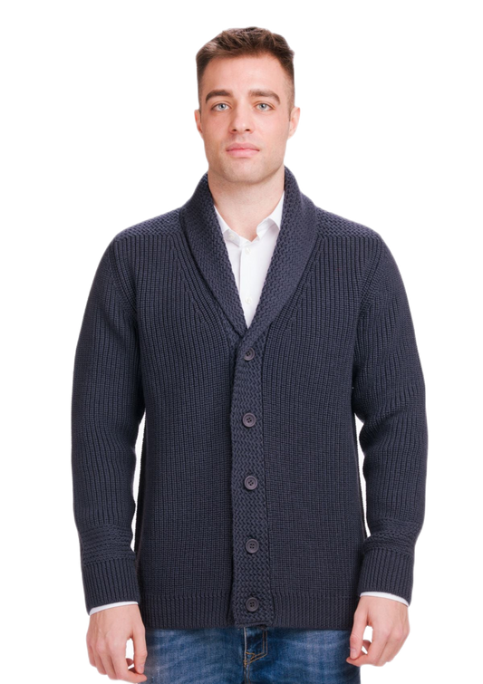 Wolf: cárdigan de hombre en lana virgen merino con escote en V